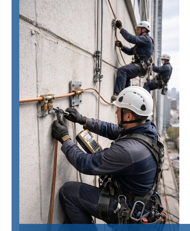 Монтаж системы заземления здания и молниезащиты в Сосновоборске