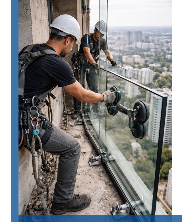Монтаж стеклянных ограждений под ключ с гарантией в Сосновоборске