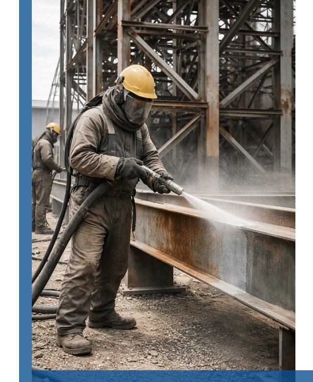 Пескоструйная очистка металлоконструкций в Сосновоборске промышленная