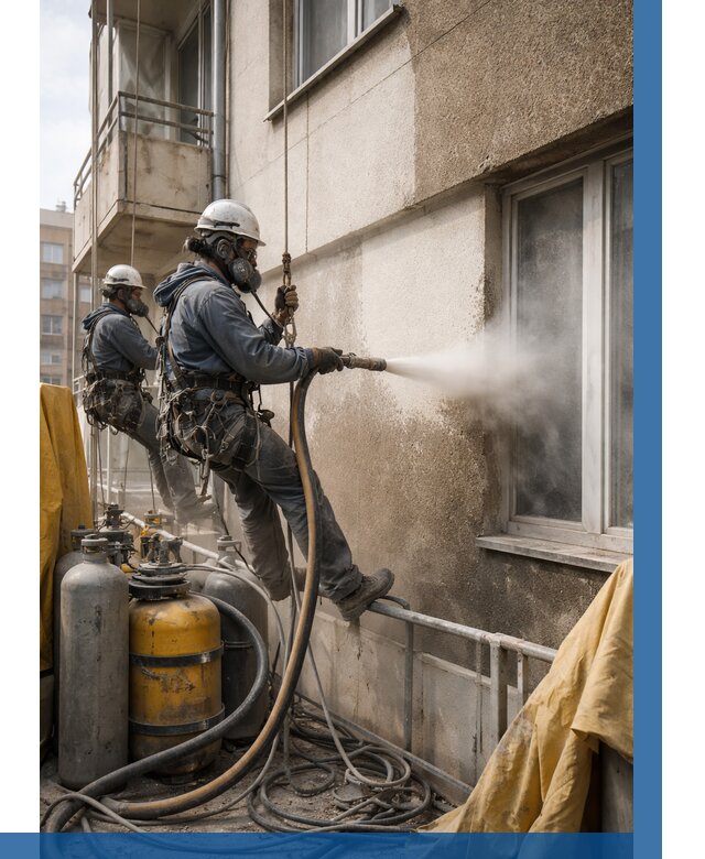 Пескоструйная очистка фасада в Сосновоборске от 672 р. | ВЫСОТНИК-Ссб