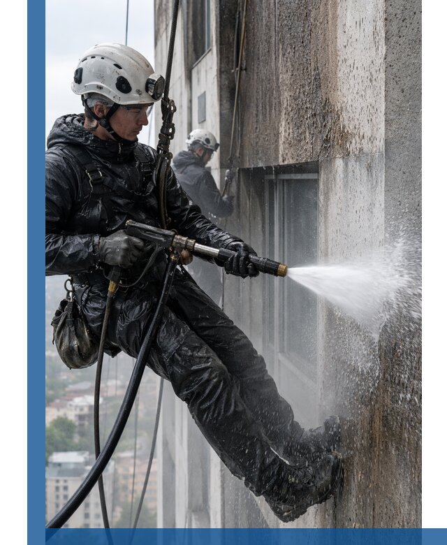 Гидроструйная очистка фасадов и конструкций в Сосновоборске