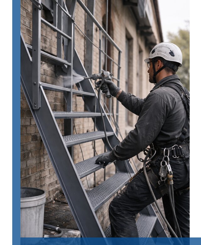 Покраска и антикоррозионная защита пожарных лестниц в Сосновоборске