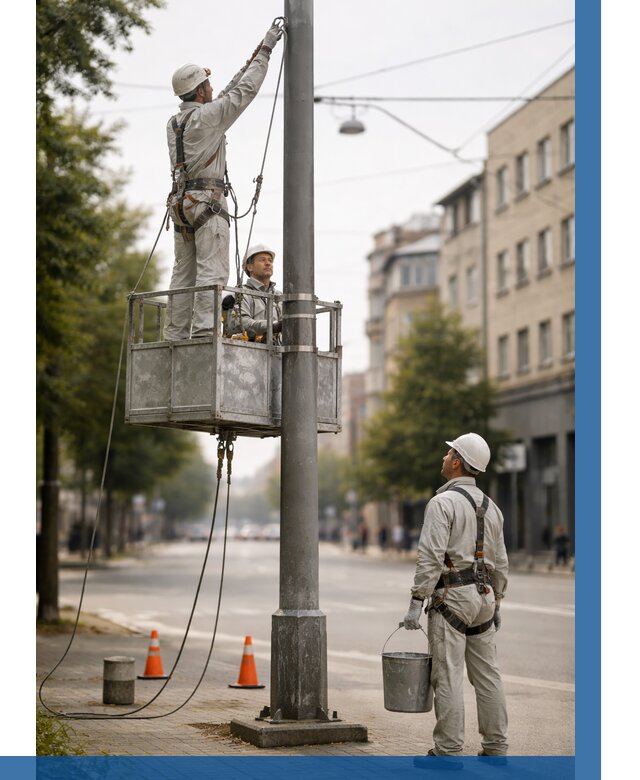 Покраска опор освещения в Сосновоборске от 5173 р. | ВЫСОТНИК-Ссб