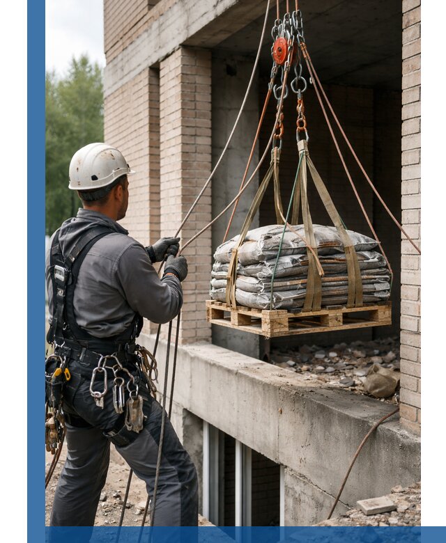 Подъем материалов на этаж веревками в Сосновоборске оперативно