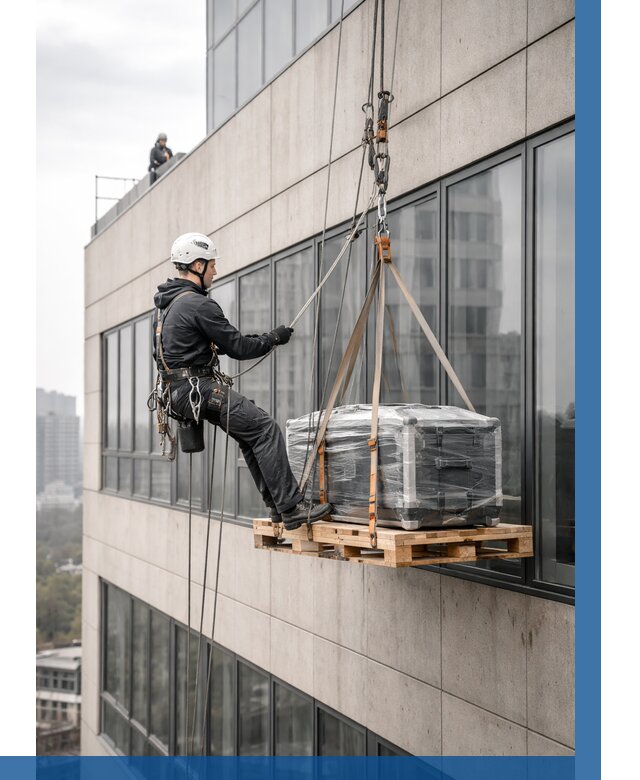 Спуск груза по фасаду в Сосновоборске от 3621 р. | ВЫСОТНИК-Ссб