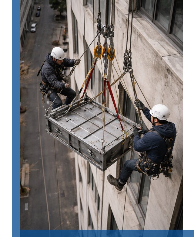 Спуск и подъем грузов по фасаду в Сосновоборске для зданий