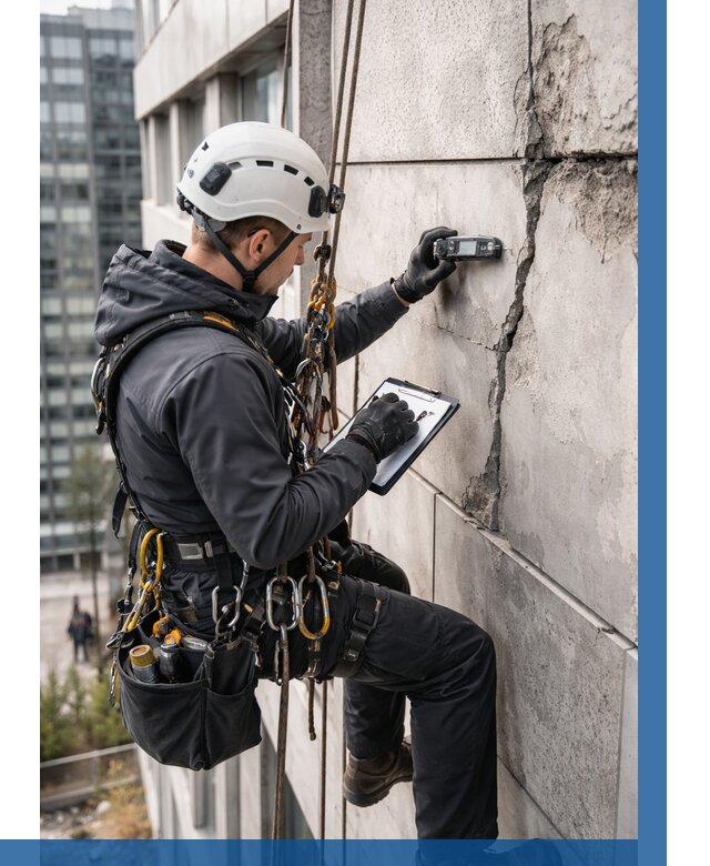 Обследование фасада альпинистами в Сосновоборске от 124 р. | ВЫСОТНИК-Ссб