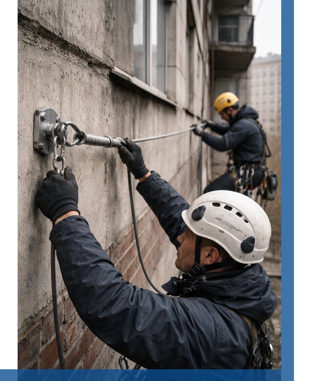 Монтаж анкерных линий в Сосновоборске от 3104 р. | ВЫСОТНИК-Ссб