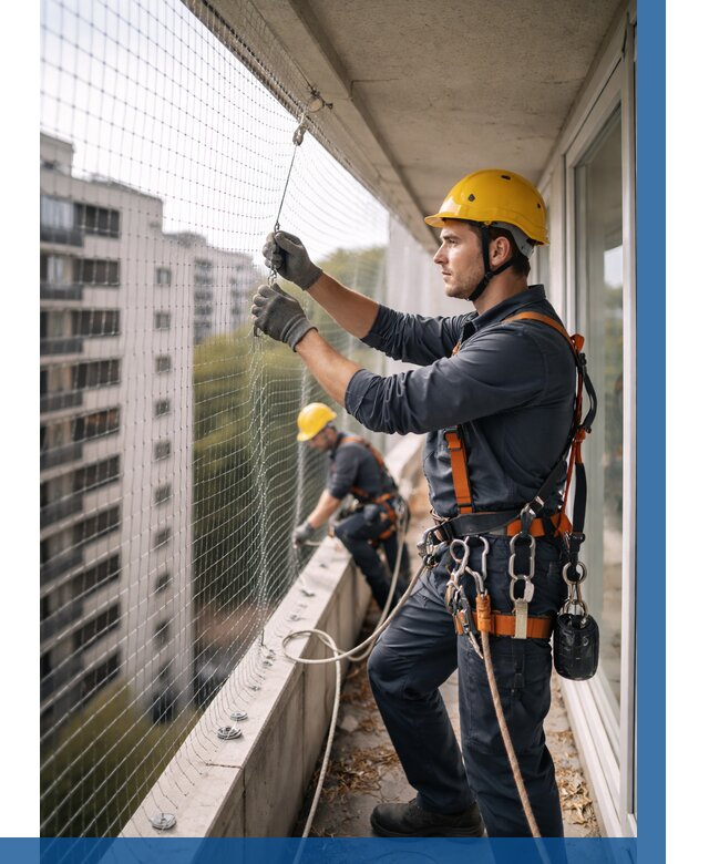 Монтаж сетки от птиц в Сосновоборске от 4655 р. | ВЫСОТНИК-Ссб