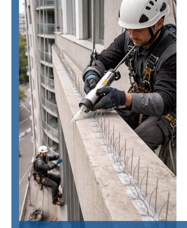 Установка шипов от птиц на фасадах и кровлях в Сосновоборске